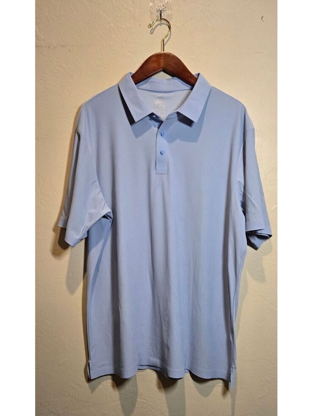 Light Blue Performance Polo Shirt 2XL with Moisture Wicking and 4-Way Stretch